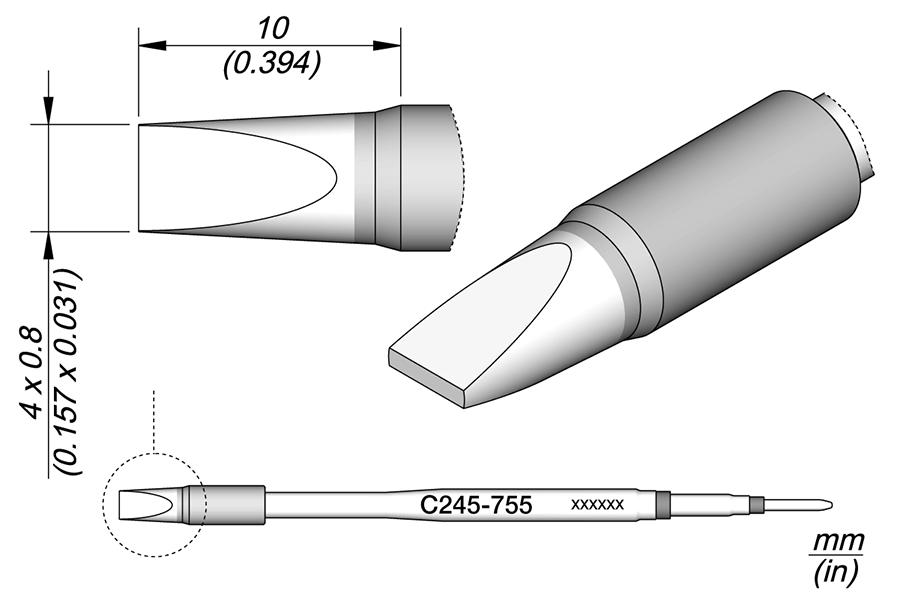Cartouche Cincel 4X0,8 Ht Pour Crayon T245 (Désouder Grandes Composants)