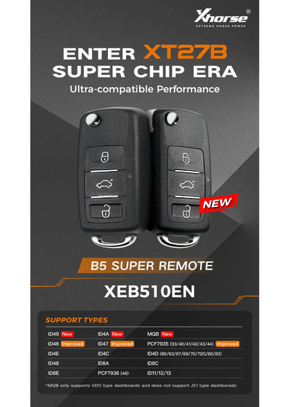  Xhorse Super Remote Folding Remote Control 3 Buttons - Ref.Xhorse: Xeb510en