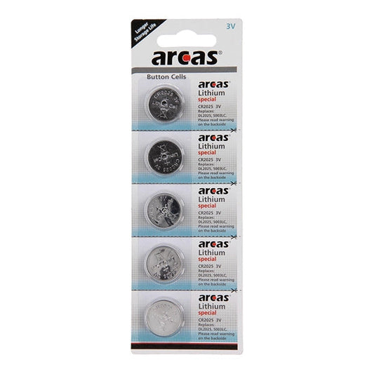 Arcas Pack 5 Piles Bouton Lithium Cr2025