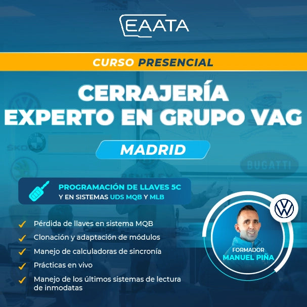 Curso -  Cerrajería Experto en Grupo VAG - 9 y 10 de Mayo 2026 - Madrid