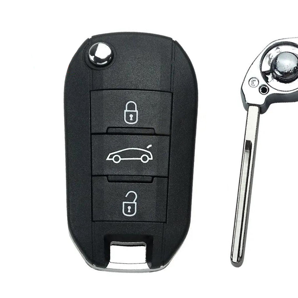 Folding Remote Control Shell Peugeot 3 Button - Hu83 Profile