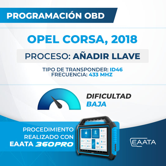 Programmazione OBD - OPEL Corsa, 2018 - Aggiungi chiave