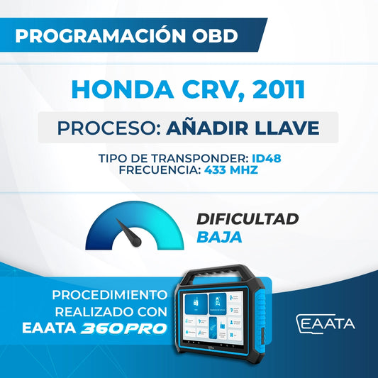 Programación OBD - HONDA Crv, 2011 - Añadir llave