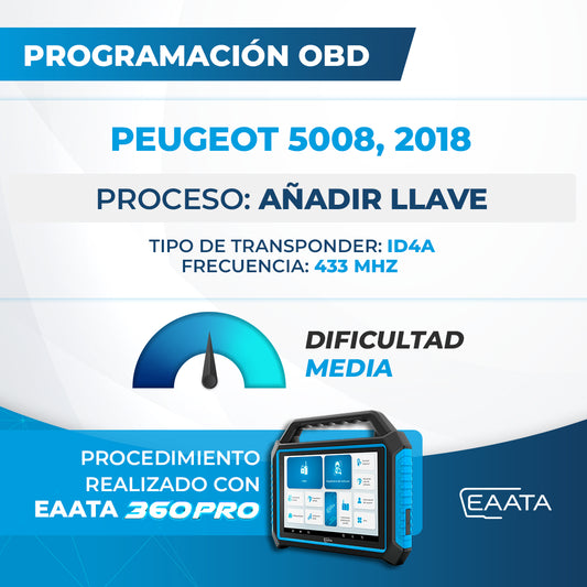  Programação OBD - PEUGEOT 5008, 2018 - Adicionar chave